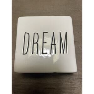 DREAM Ceramic Block Sign Inspirational Cream & Black 4”X4”